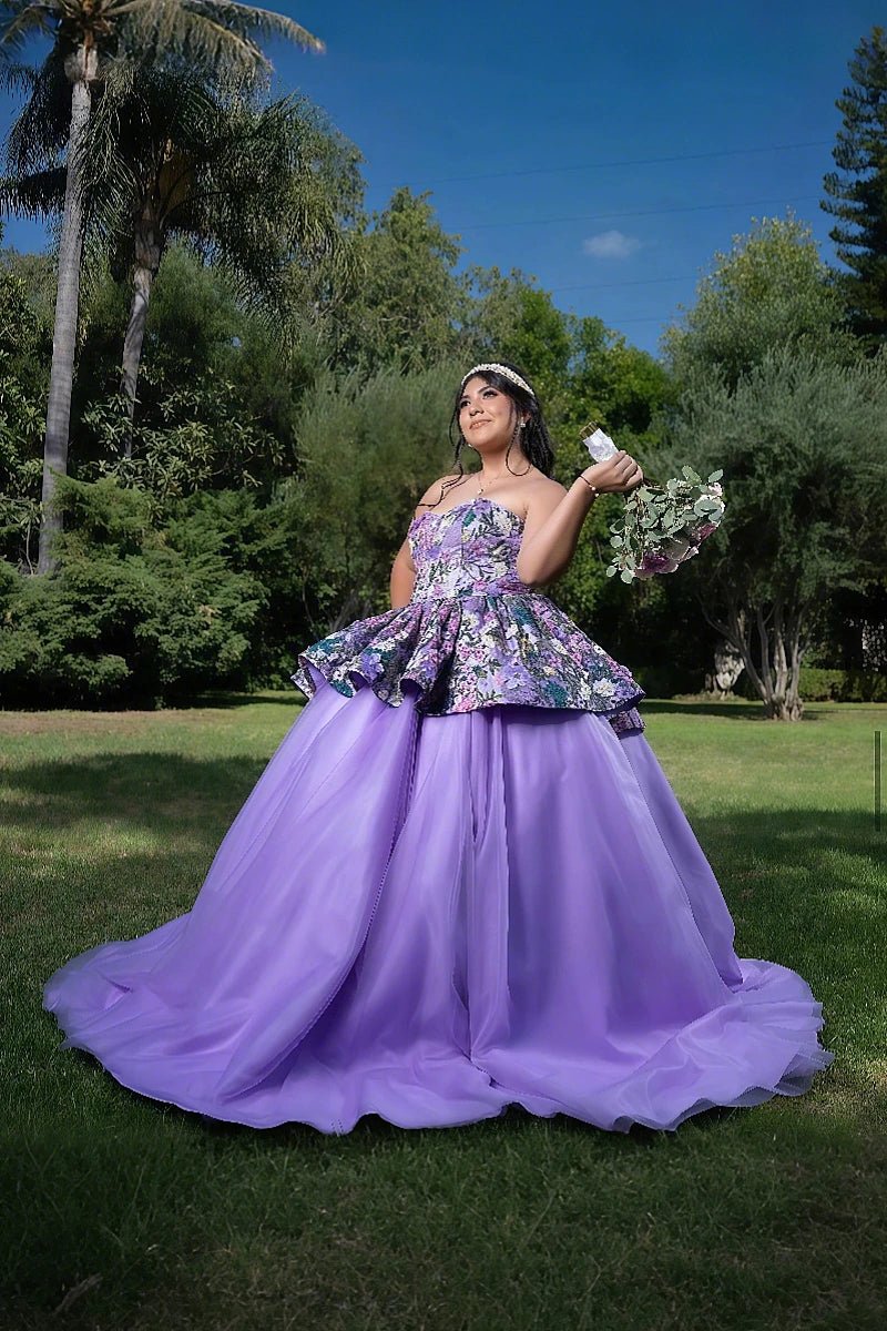 Jasmine | Enchanting Purple Quince Dresses with Blooming Floral Designs - Purple - PromDressClub