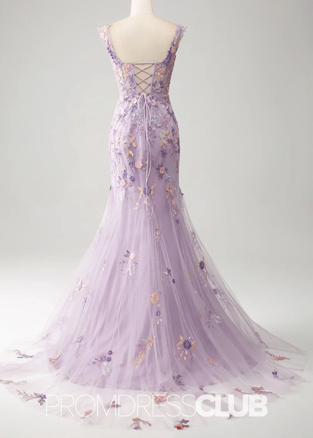 Jessica | Light Purple Floral Mermaid Embroidered Long Prom Dress - Light Purple Floral - PROMDRESS Club