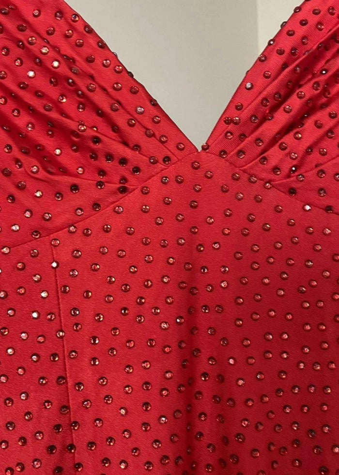 Jessica | Royal Blue Glitter Trumpet Mermaid Beaded Prom Dress with Train - Red - PromDressClub