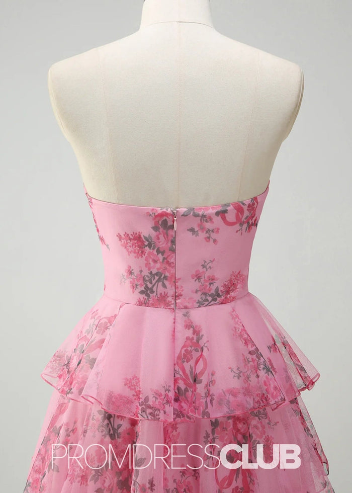 Joanna | Blush Floral A Line Long Prom Dress with Slit - Price #price_variant_lowest# - Blush Floral - PromDressClub