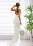 Karen | Elegant Mermaid V Neck Spaghetti Strap Wedding Dress with Lace Trimmed Slit from PDC - Ivory - PromDressClub