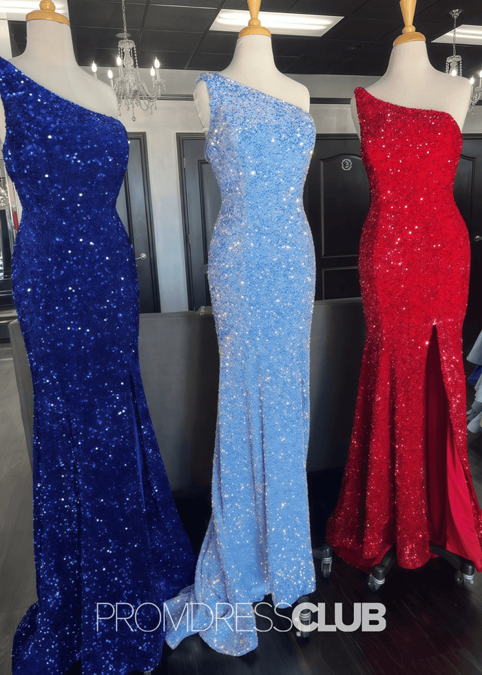 Karen |Long Purple Prom Dresses Near Me With One Shoulder Sequin Mermaid Slit - Price #price_variant_lowest# - Red - PromDressClub