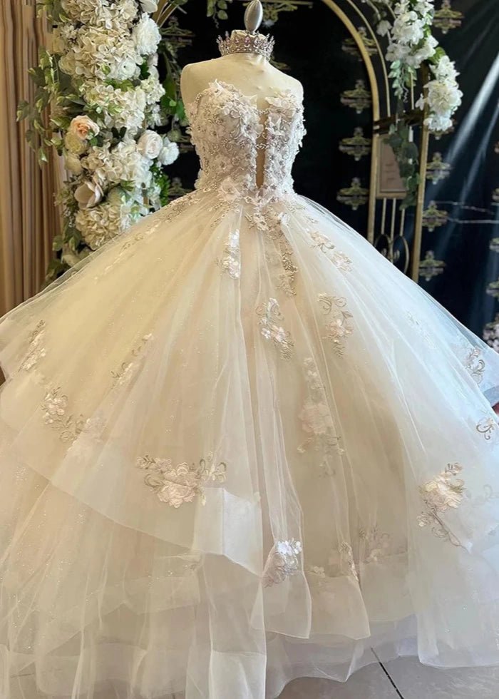 Kathleen | Discover Your Dream Champagne Quince Dress: Timeless Elegance Awaits - Champagne - PromDressClub