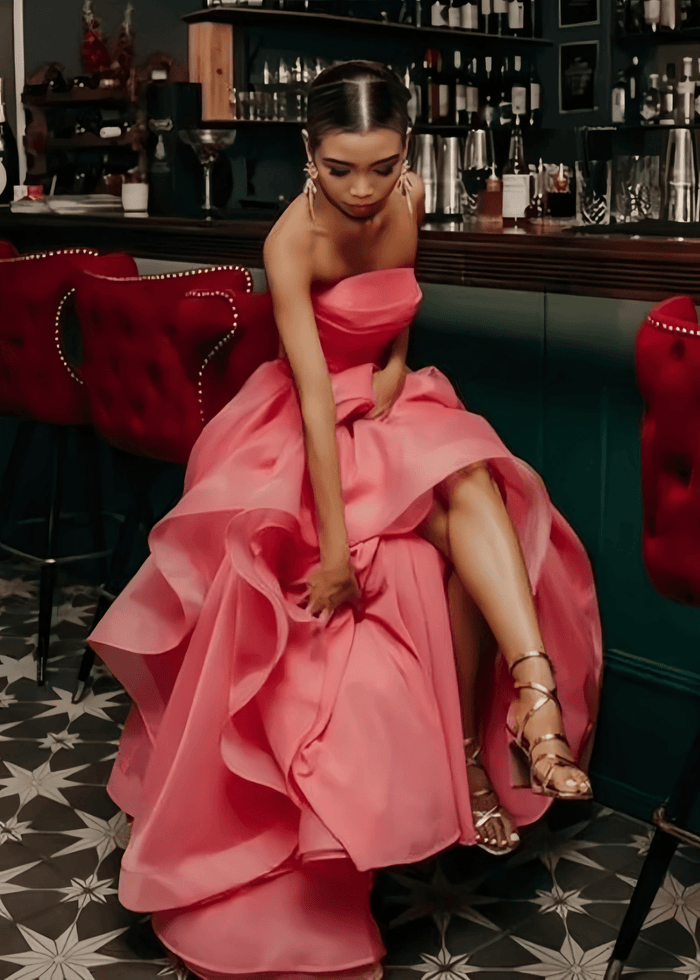 Katie | A Line Strapless Hot Pink Corset for Tulle Prom Dress - Peach - PromDressClub