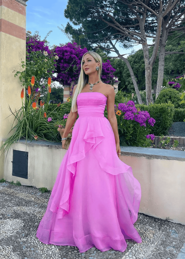 Katie | A Line Strapless Hot Pink Corset for Tulle Prom Dress - Fuchsia - PromDressClub