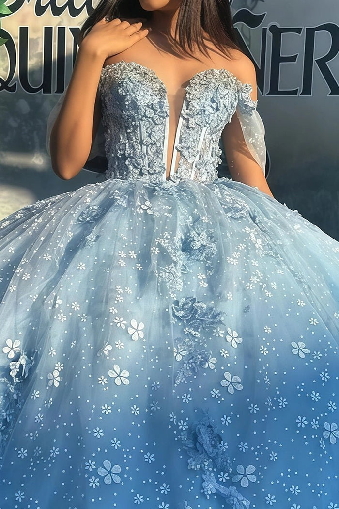 Kelsey | Step Into Your Fairy Tale with Light Blue Quince Dresses - Light Blue - PromDressClub