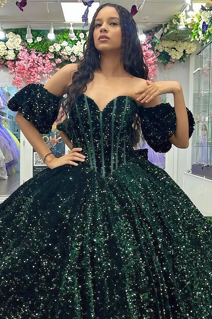 Laila | Shine Like Royalty in Stunning Dark Green Quince Dresses - Dark Green - PromDressClub