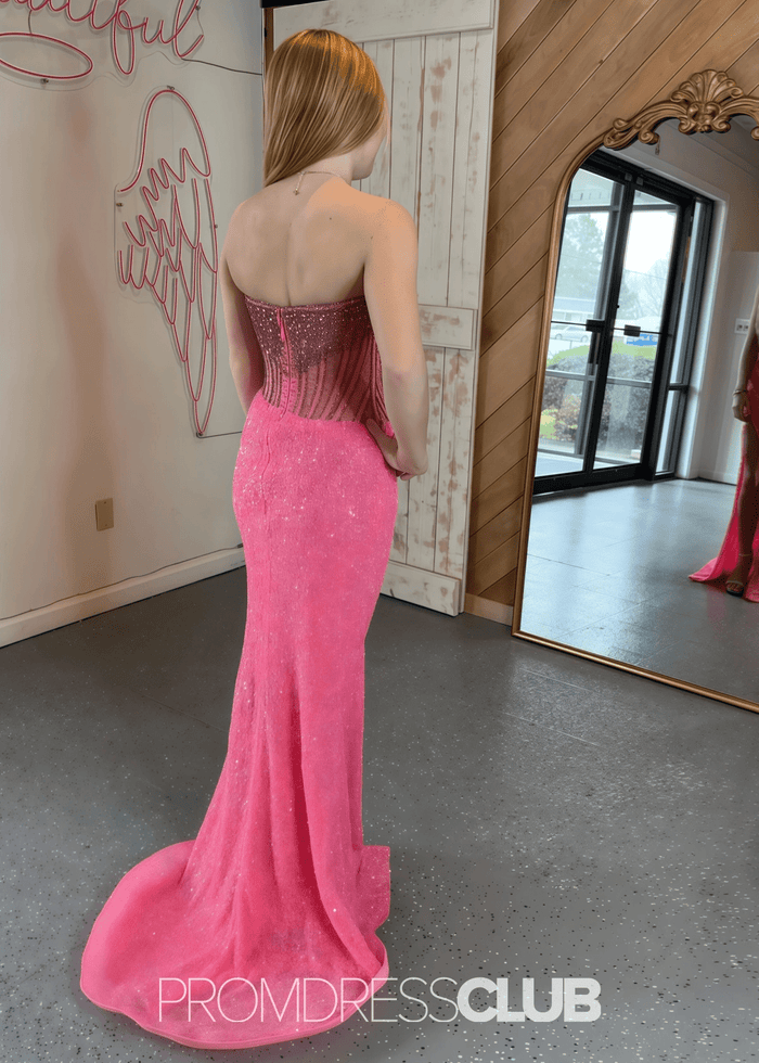 Laura | Mermaid Strapless Pink Sequin Long Prom Dress - Price #price_variant_lowest# - Pink - PromDressClub