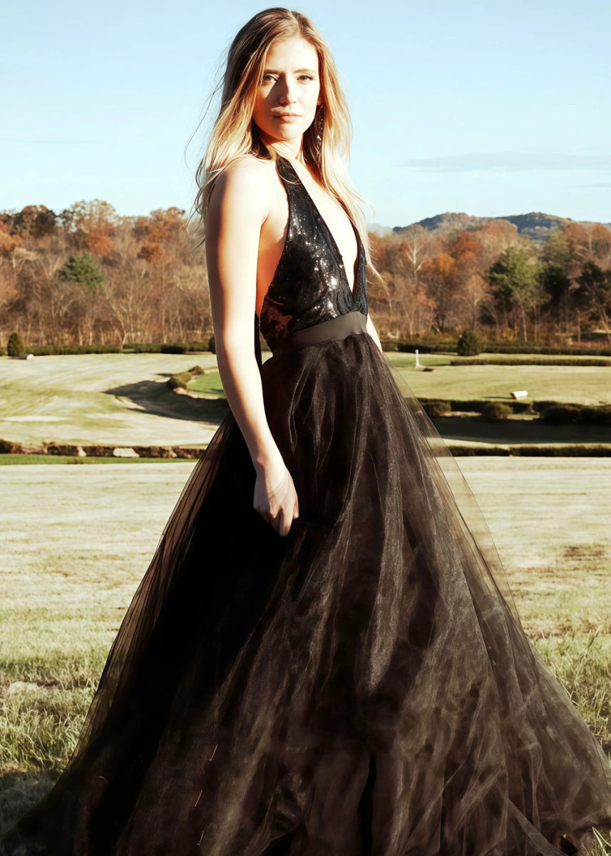 Leila | Bold Black Wedding Dresses for Modern Brides with Timeless Style - Black - PromDressClub