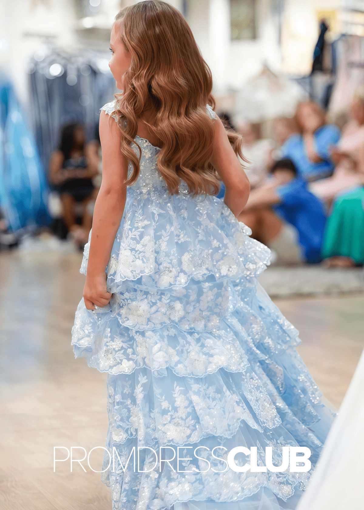 Leila | Sequin Ruffle Light Blue Long Pageant Dresses for Girls - Light Blue - PromDressClub