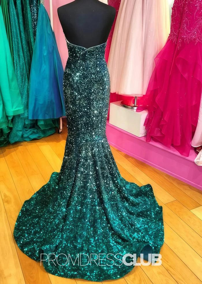 Lesley |Long Green Prom Dresses Near Me With Sequin Strapless V Neck Mermaid - Price #price_variant_lowest# - Green - PromDressClub