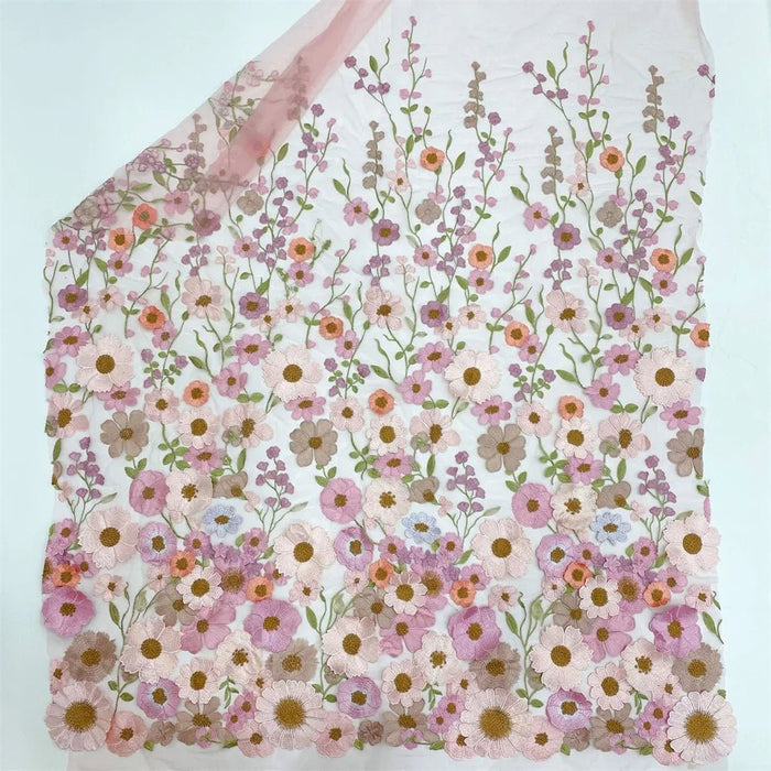 Lila | Elegant Champagne Short Sleeve Flower Corset Prom Dress - Champagne Floral - PromDressClub