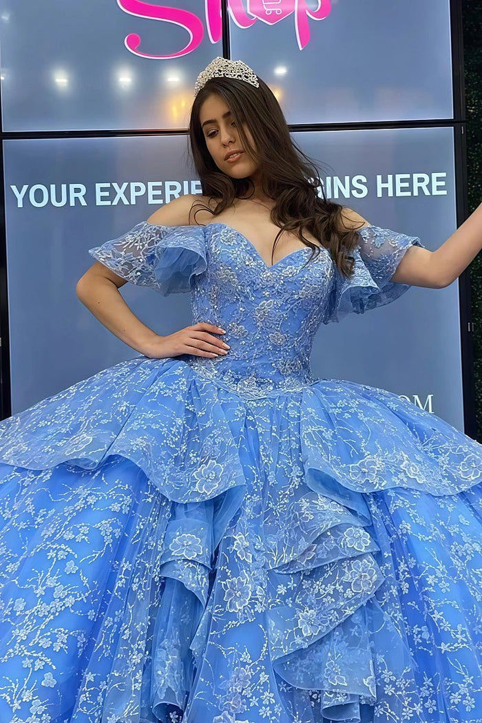 Linda | Discover Your Dream Blue Quince Dress – Radiant Elegance for Sweet 16 & Quinceañera - Blue - PromDressClub