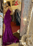 Lisa | Sparkly Mermaid Dark Purple Sequin Long Prom Dress - Dark Purple - PROMDRESS Club