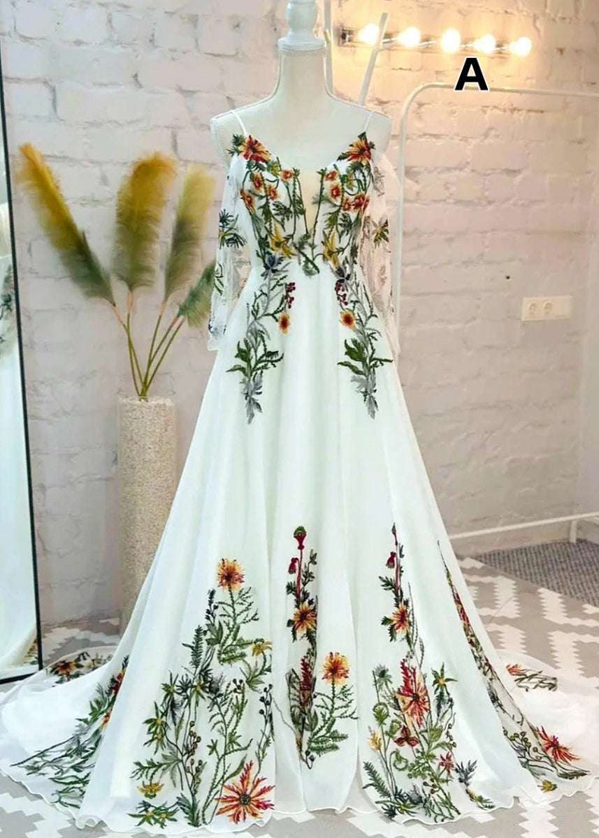 Liz | Discover the Dream Floral Wedding Dress for Your Big Day - Ivory Floral - PromDressClub