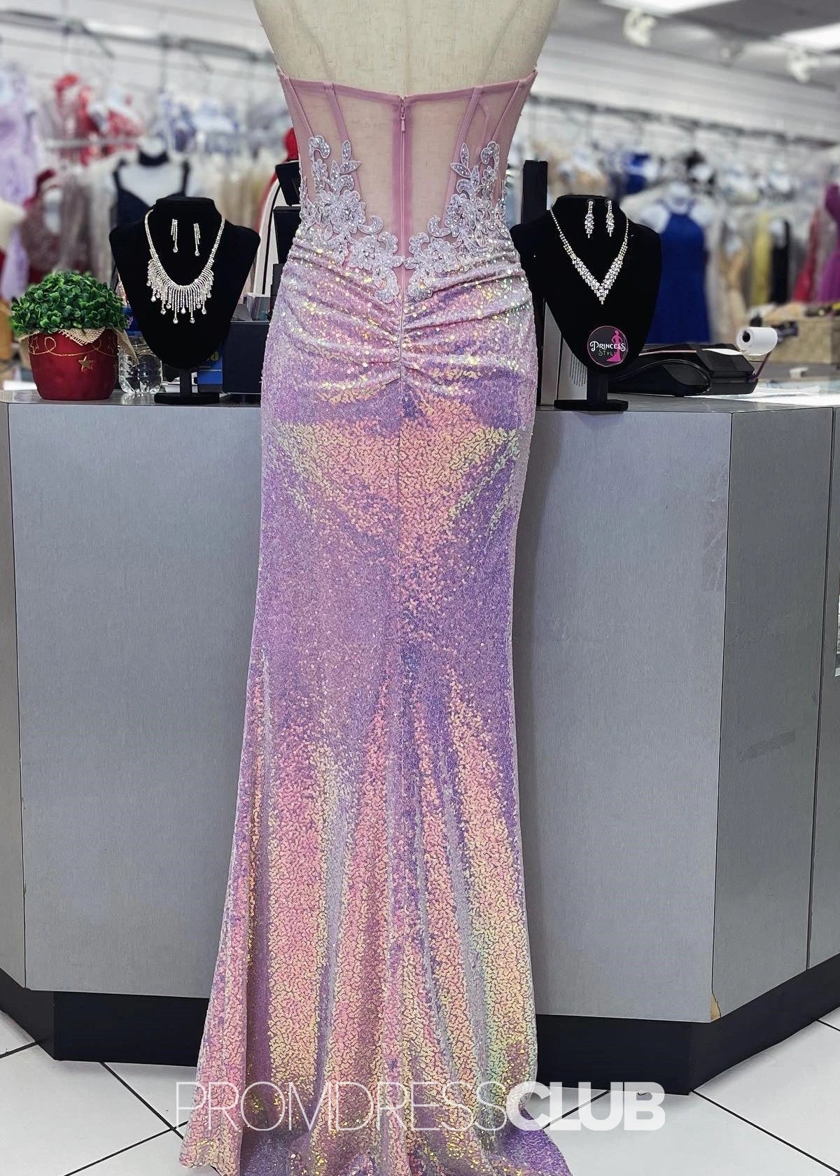 Liz | Mermaid Sparkly Light Purple Sequin Long Prom Dress - Price #price_variant_lowest# - Light Purple - PromDressClub