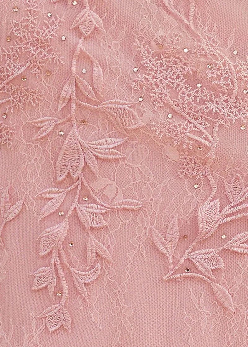 Lorraine Corset Lace Lilac Prom Dress | Mermaid Strapless Sweetheart Neckline Dress with Slit - Light Pink - PromDressClub