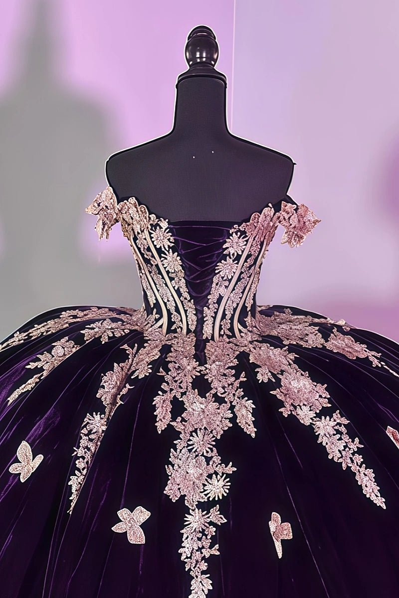 Lorraine | Discover Your Dream Purple Quince Dress - Sparkle on Your Special Day! - Dark Purple - PromDressClub