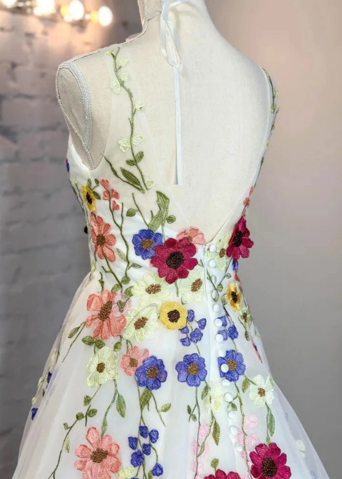 Louisa | Capture Romance: Timeless Flower Wedding Dress for Every Bride - White Floral - PromDressClub