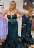 Louise | Trumpet Mermaid Sparkly Emerald Green Sequin Long Prom Dress - Emerald Green - PROMDRESS Club