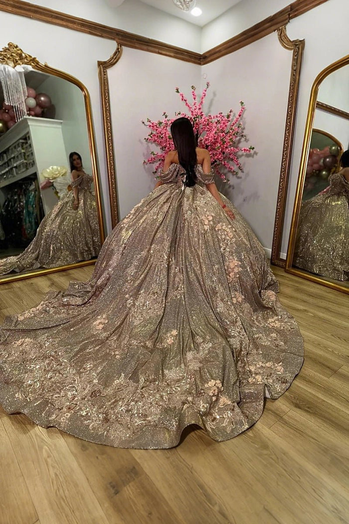 Lucy | Own Your Spotlight in Stunning Gold Quince Dresses - Rose Gold - PromDressClub