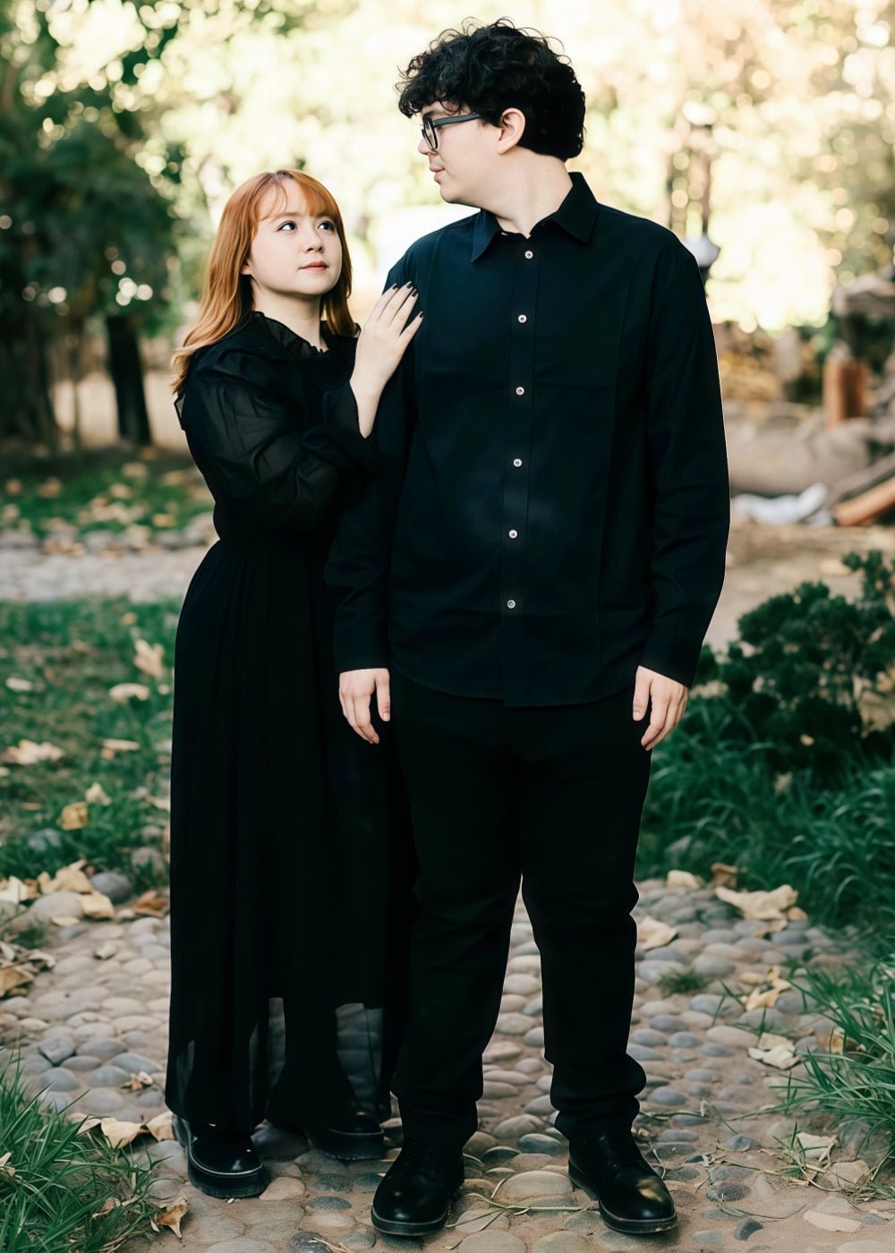 Madeline | A Line Black High Neck Long Sleeve Wedding Dress No Train - Black - PromDressClub