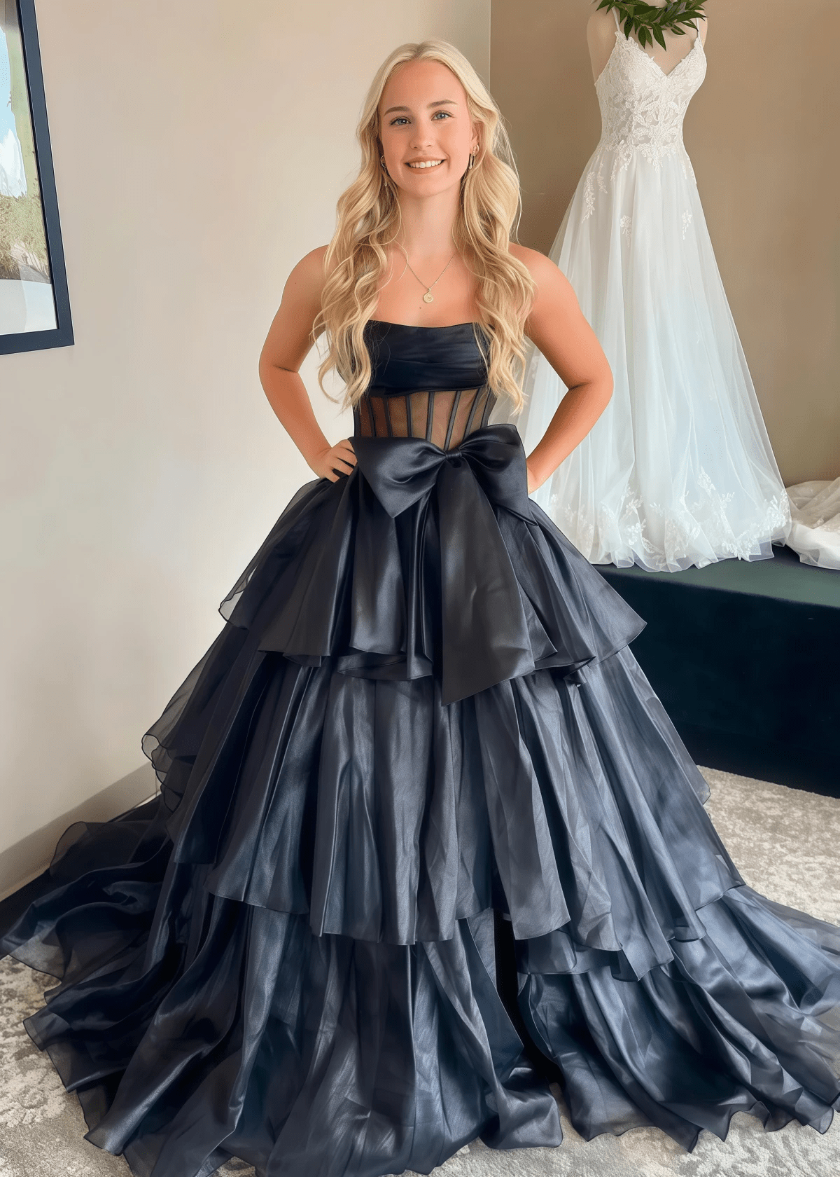 Maggie | A Line Strapless Black Long Prom Dress Near Me - Black - PROMDRESS Club