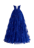 Maggie |Royal Blue Long Prom Dresses Near Me With A Line Strapless Pleating Applique - Royal Blue - US0 - PromDressClub