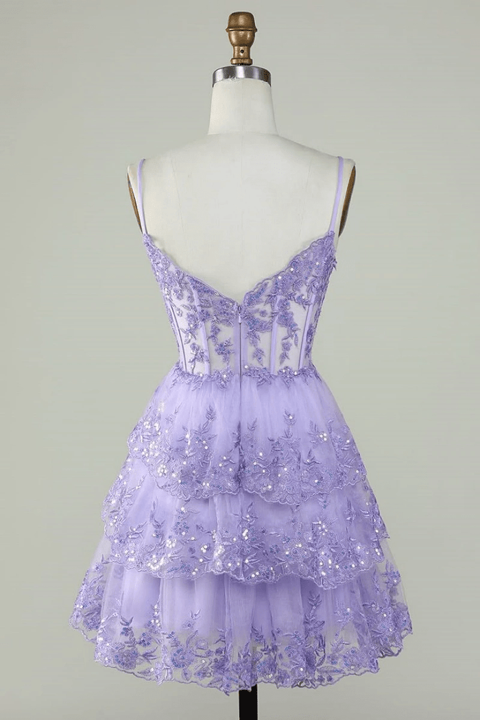 Make an Entrance Lavender Homecoming Dress with Ruffles for a Memorable Night - Lavender - PromDressClub