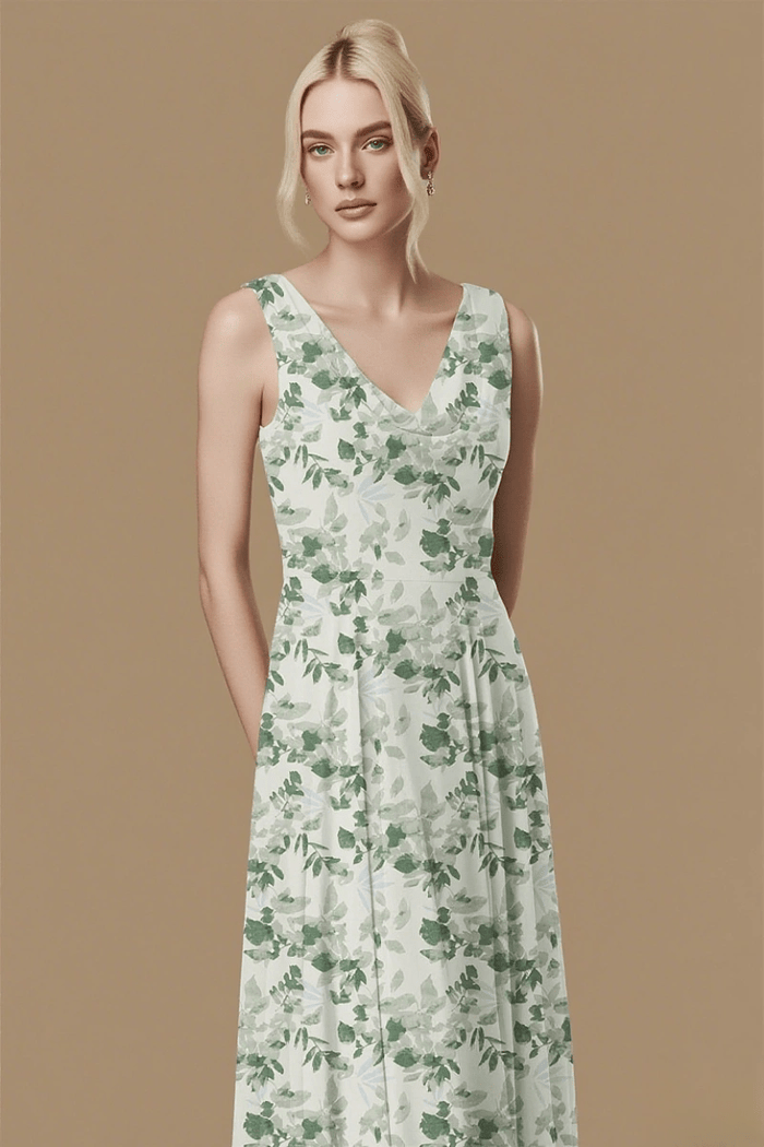 Mesmerizing Green Floral Dress Bridesmaid: Timeless Elegance for Weddings - Sage Floral - PromDressClub