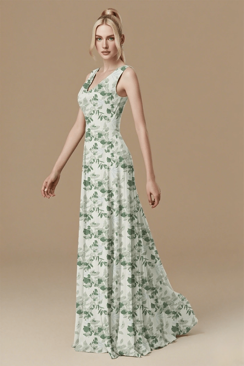 Mesmerizing Green Floral Dress Bridesmaid: Timeless Elegance for Weddings - Sage Floral - PromDressClub