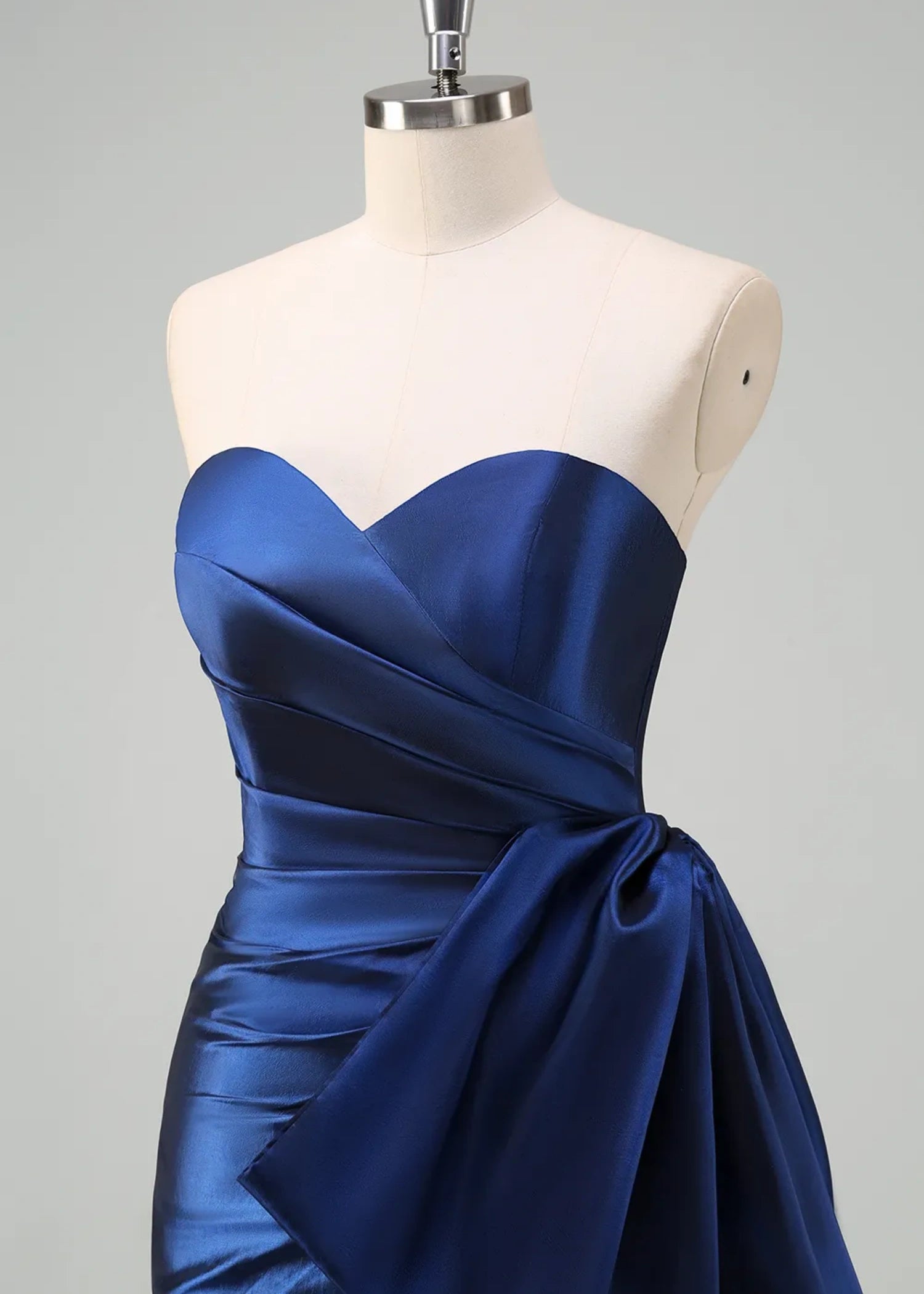 Mirabelle | Mermaid Sweetheart Sheath Satin Ruched Long Royal Blue Prom Dress with Slit - Royal Blue - US0 - PromDressClub