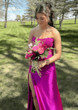 Miranda | A Line Lace Appliques Hot Pink Maxi Prom Dress Stores Near Me - Hot Pink - PROMDRESS Club