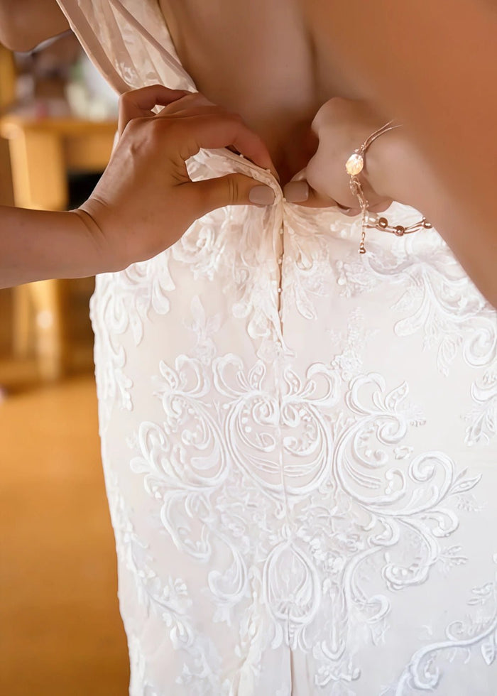 Miriam | Exquisite Mermaid Sweetheart Neck Vintage Lace Wedding Dress - Ivory - PromDressClub