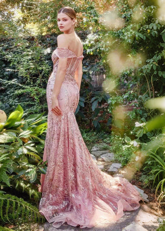 Natalie | Stunning Black Sequin Off the Shoulder Mermaid Corset Prom Dress - Pink - PromDressClub