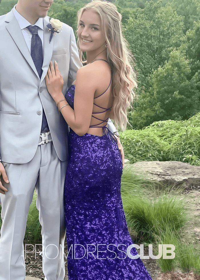 Nelly |Long Royal Blue Prom Dresses Near Me With Mermaid Strapless Sequins High Slit - Price #price_variant_lowest# - Royal Blue - PromDressClub