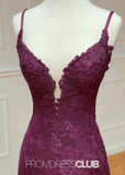 Nora | Mermaid Lace Appliques Burgundy Long Formal Dress - Burgundy - PROMDRESS Club