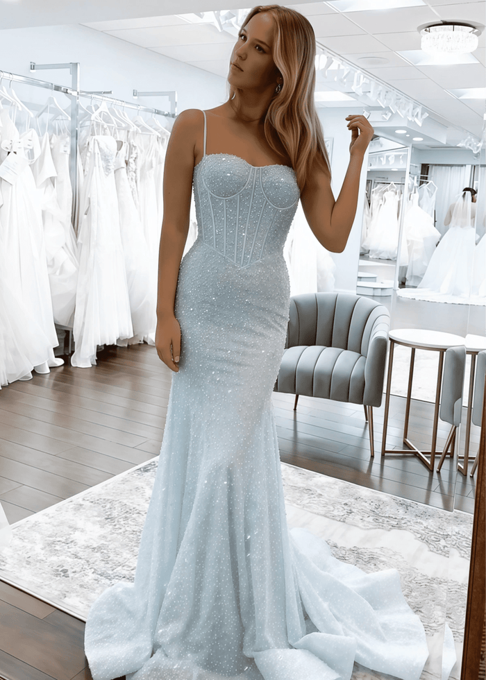 Novia | Sparkly Mermaid Light Blue Long Prom Dress - Price #price_variant_lowest# - Light Blue - PromDressClub