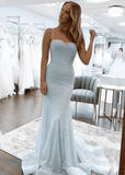 Novia | Sparkly Mermaid Light Blue Long Prom Dress - Light Blue - PROMDRESS Club