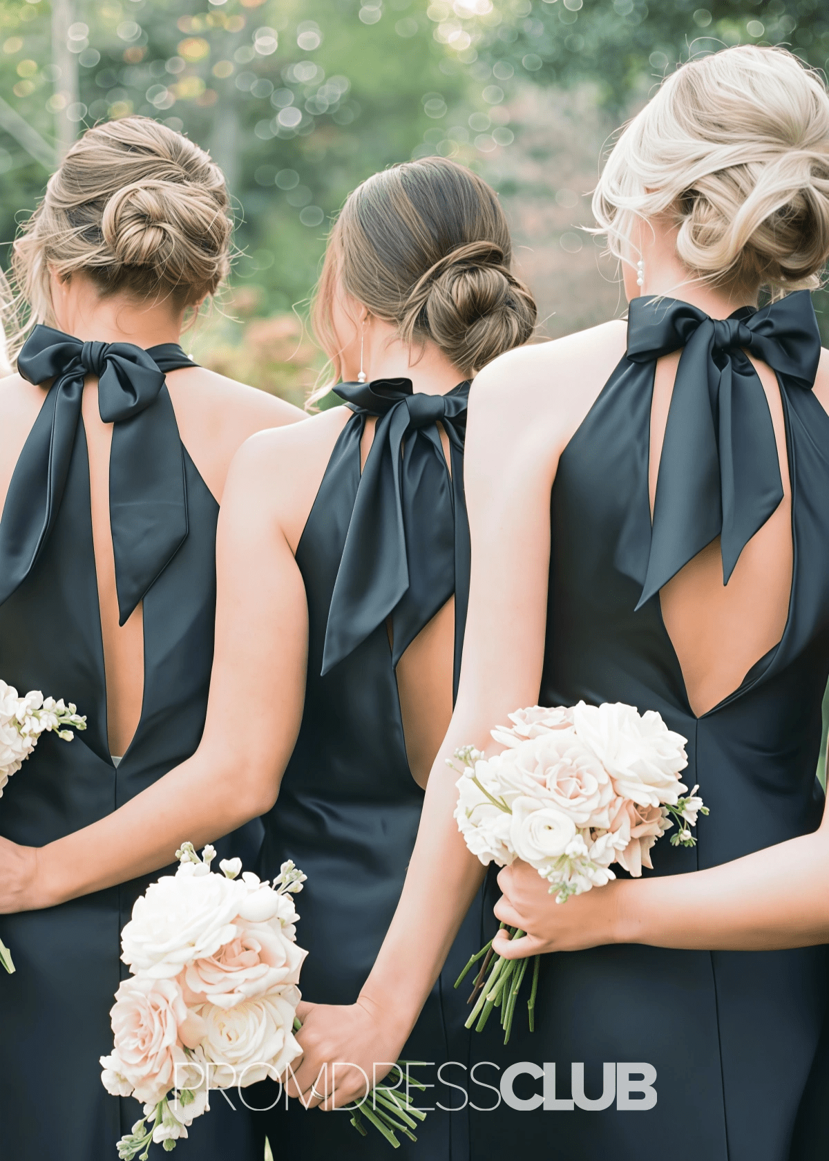 Octavia | Mermaid elegant bow Black Long Bridesmaid Dress - Black - PROMDRESS Club