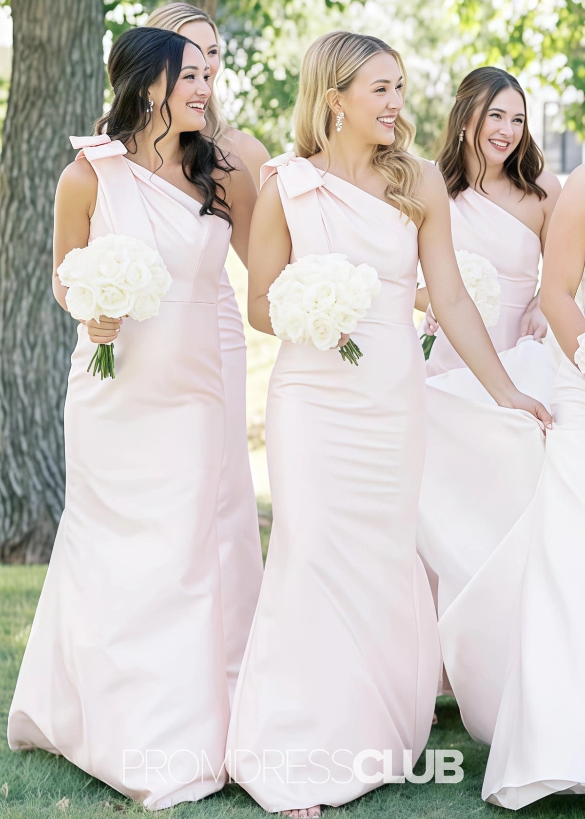 Odelette | Mermaid Plus Size Black Long Bridesmaid Dress - Light Pink - PROMDRESS Club