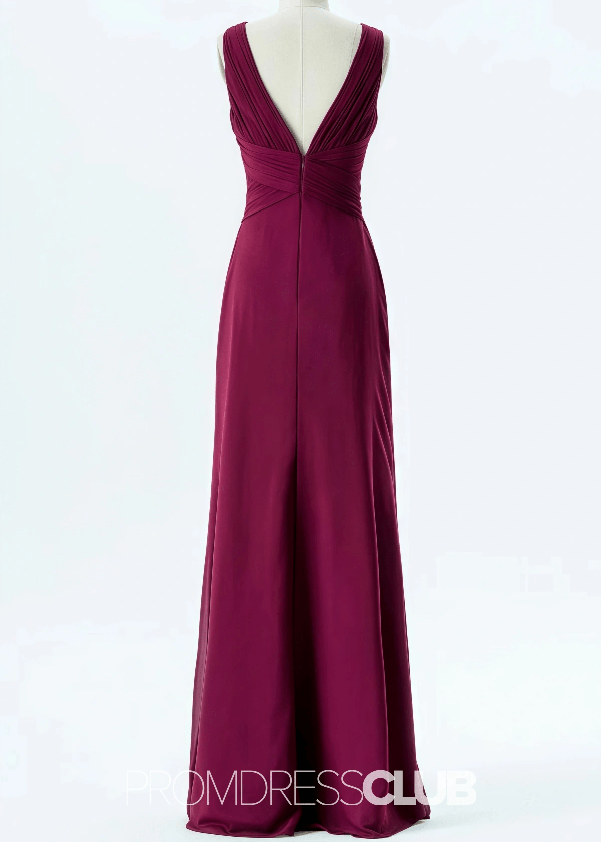 Olga | A Line Burgundy Chiffon Long Bridesmaid Dress - Burgundy - PROMDRESS Club