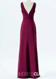 Olga | A Line Burgundy Chiffon Long Bridesmaid Dress - Burgundy - PROMDRESS Club