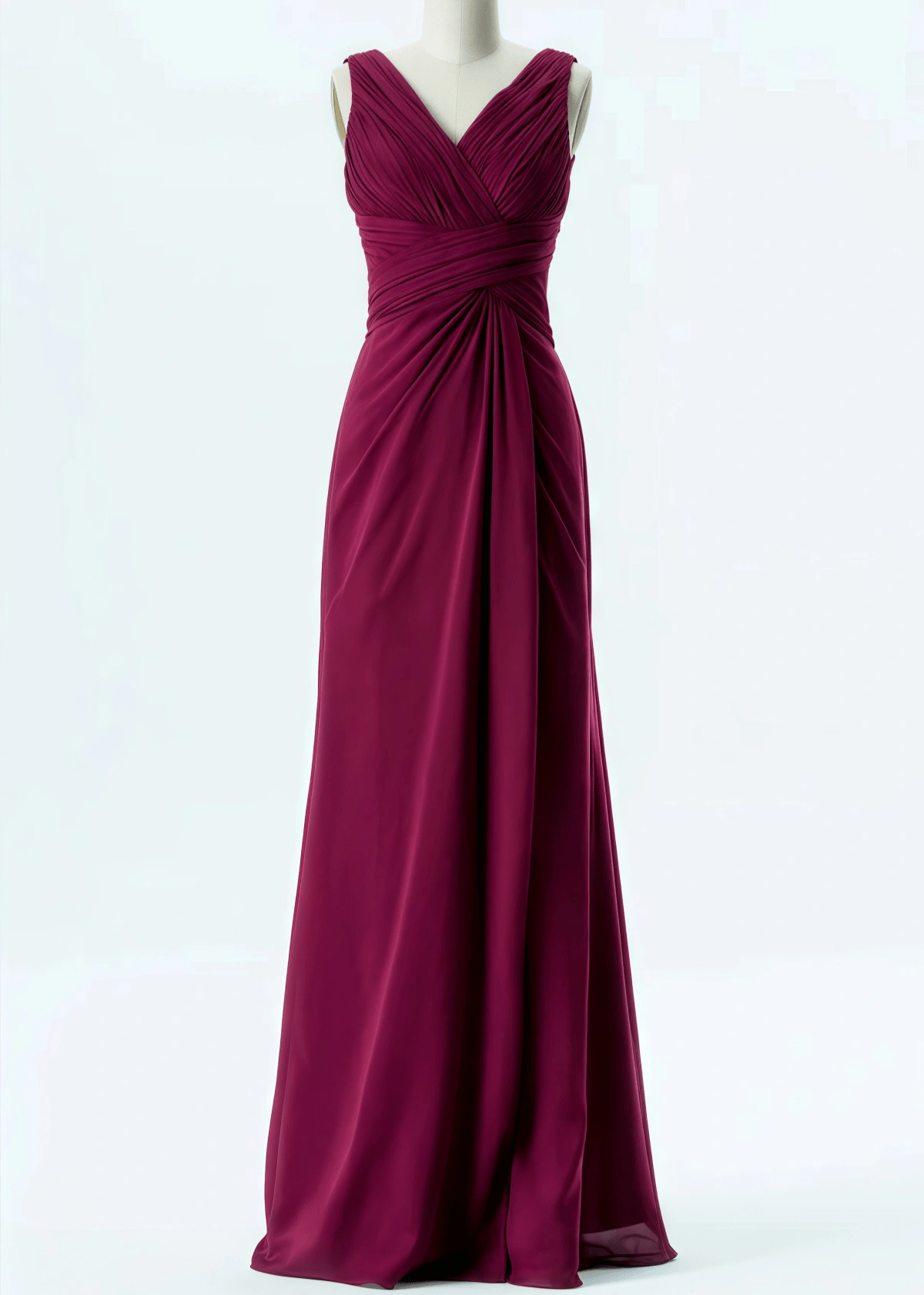 Olga | A Line Burgundy Chiffon Long Bridesmaid Dress - Burgundy - PROMDRESS Club