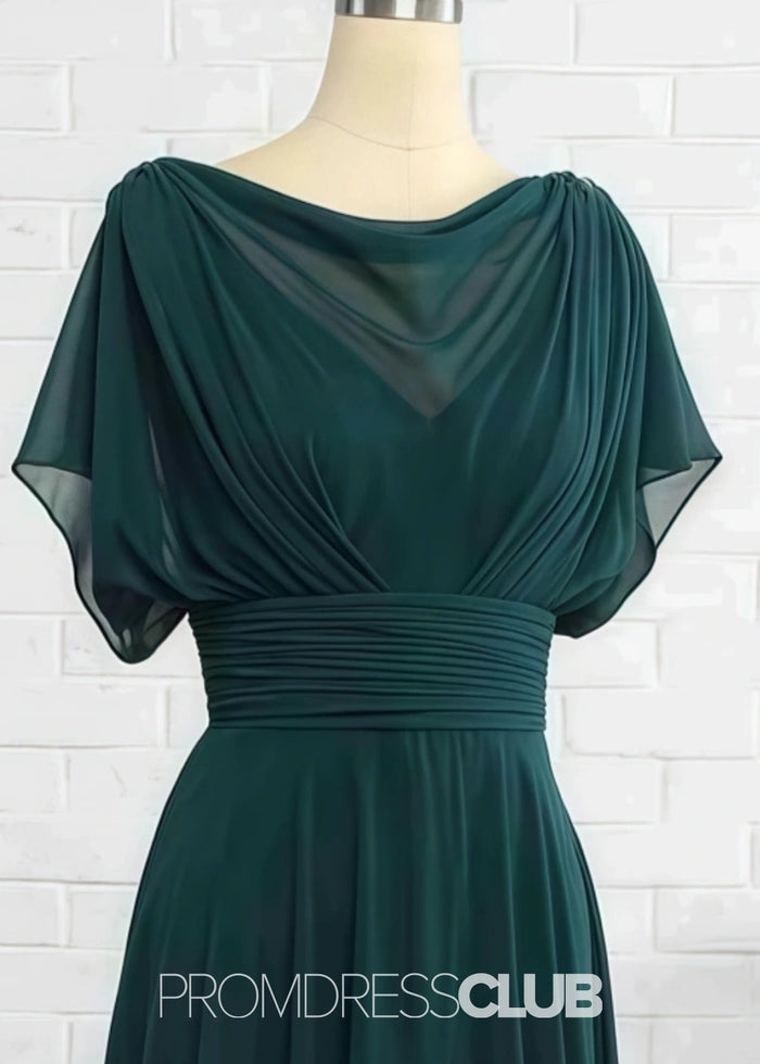 Pandora | A Line Dark Green Chiffon Long Bridesmaid Dress Near Me - Price #price_variant_lowest# - Dark Green - PromDressClub