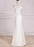 Penelope | Mermaid Strapless White Satin Long Birdesmaid Dress - White - PROMDRESS Club