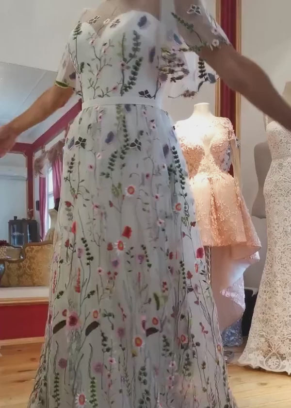 Lorelei | Discover Flattering A Line Floral Wedding Dresses with Sleeves