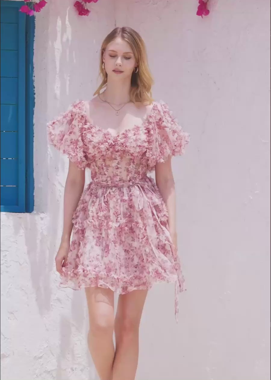 Eurydice | Dreamy Purple Homecoming Dress Floral Off the Shoulder Tulle Gown