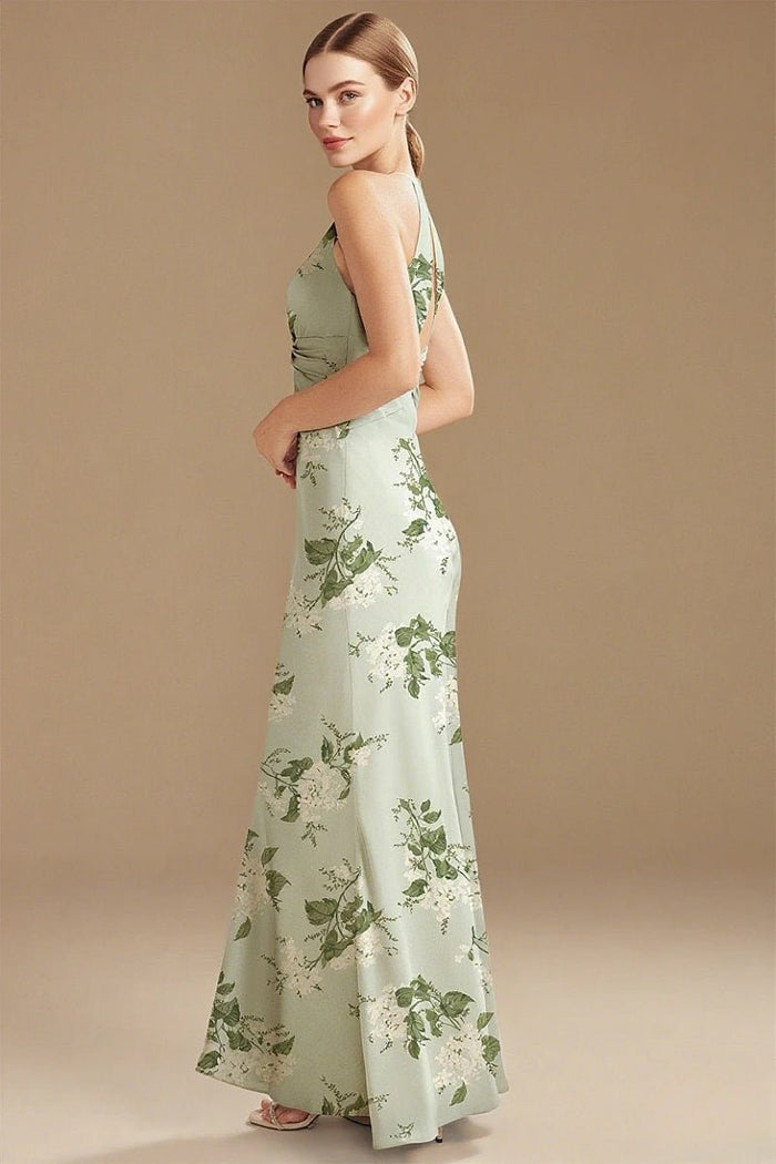 Pristine Glow Age Green Floral Bridesmaid Dresses for Effortless Elegance & Comfort - Sage Floral - PromDressClub