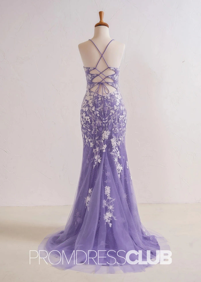 Sabrina |Red Long Prom Dresses Stores Near Me With Mermaid V Neck Appliques Beading - Price #price_variant_lowest# - Lilac - PromDressClub
